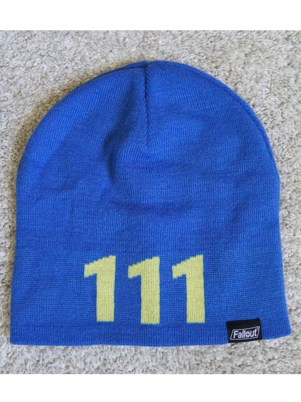 Fallout Beanie Blue with Yellow Vault 111 Lettering Warm Winter Hat Video Game